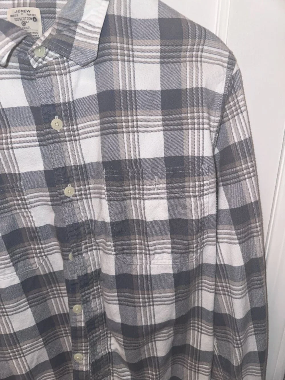 J Crew Medium Blue Plaid Flannel Button Down Shirt Mens Medium